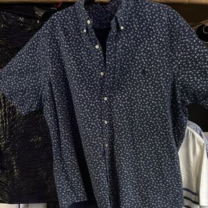 Navy Floral Button-Up Shirt